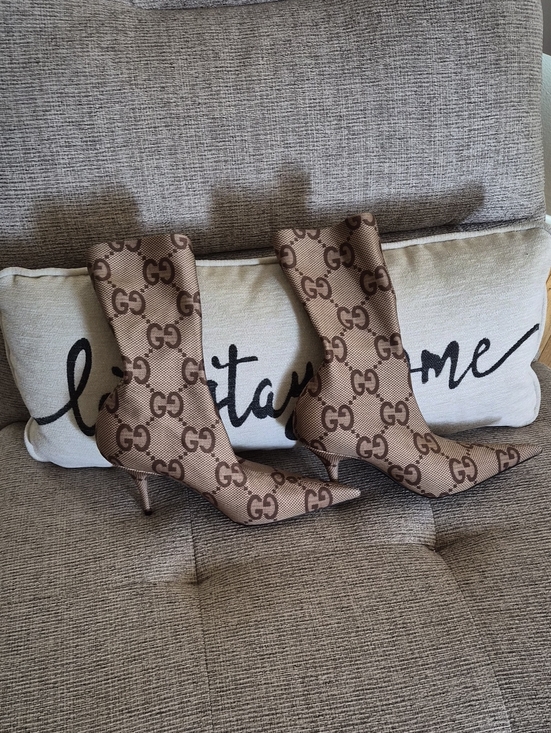 Gucci Shoes - Gucci X Balenciaga Monogram Pointed Sock Boots